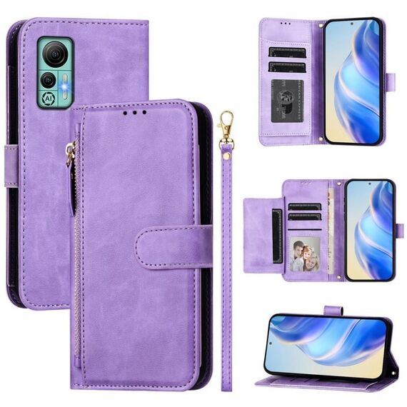 Per Ulefone Note 14 Multi-Card Slots Zipper Wallet Custodia in pelle per telefono (viola)