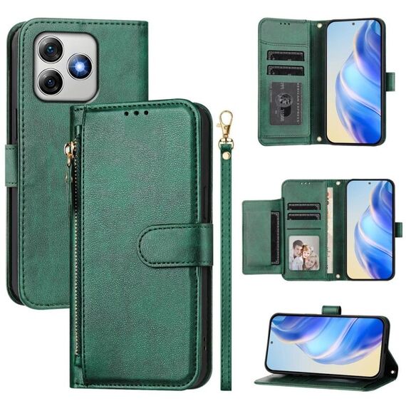 Per Ulefone Note 18 Ultra Multi-Card Slots Zipper Wallet Custodia in pelle per telefono (verde)