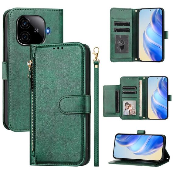 Per vivo iQOO Z9 / Z9 Turbo Multi-Card Slots Zipper Wallet Custodia in pelle per telefono (verde)