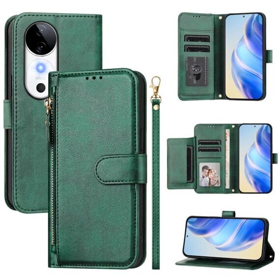 Per vivo S19 Multi-Card Slots Zipper Wallet Custodia in pelle per telefono (verde)