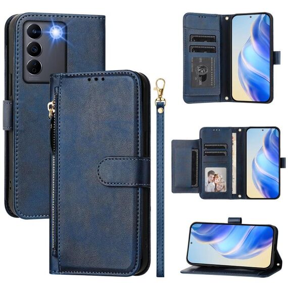 Per vivo V27e 4G / T2 4G Global Multi-Card Slots Zipper Wallet Custodia in pelle per telefono (blu)