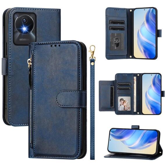 Per vivo Y02a 4G / Y02 4G / Y11 2023 / Y02T Custodia per telefono in pelle con cerniera e slot multi-scheda (blu)