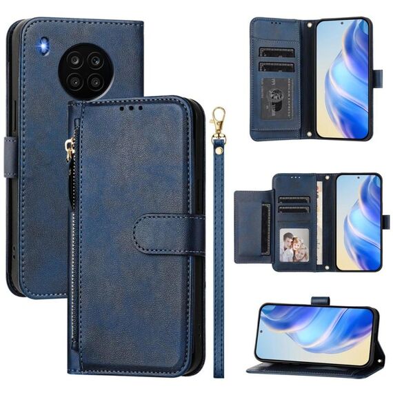 Per Honor 50 Lite Multi-Card Slots Zipper Wallet Custodia in pelle per telefono (blu)