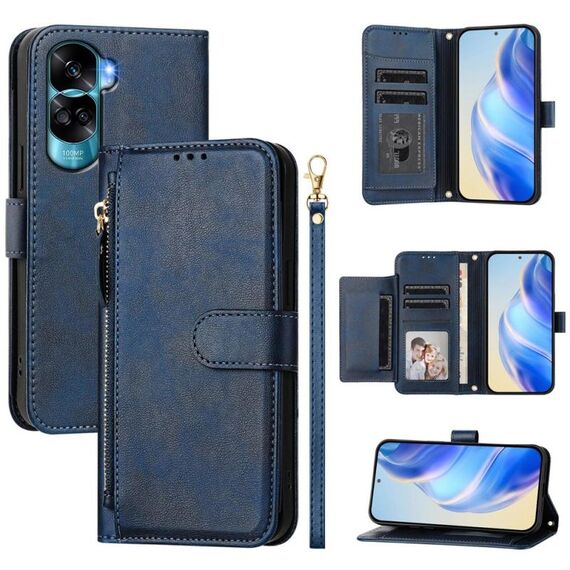 Per Honor 90 Lite / X50i Multi-Card Slots Zipper Wallet Custodia in pelle per telefono (blu)