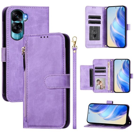 Per Honor 90 Lite / X50i Multi-Card Slots Zipper Wallet Custodia per telefono in pelle (viola)
