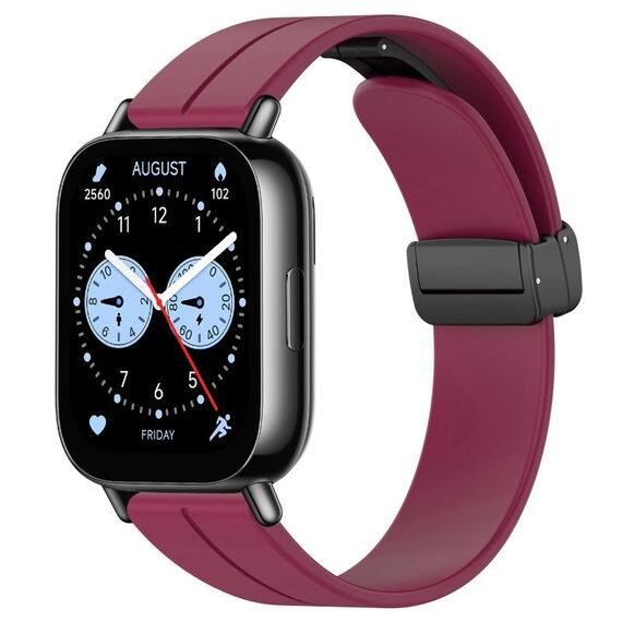 Per Redmi Watch 5 Active Cinturino in silicone con fibbia magnetica pieghevole (rosso vino)
