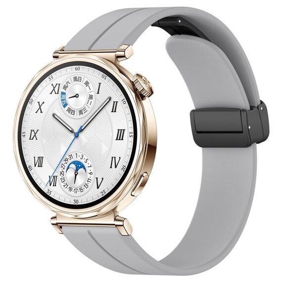 Per Huawei Watch GT5 41mm Cinturino in silicone con fibbia magnetica pieghevole (grigio chiaro)