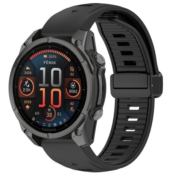 Per Garmin Fenix ​​8 AMOLED 43mm cinturino magnetico in silicone bicolore (nero)