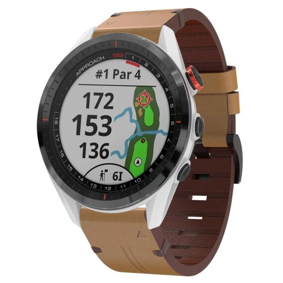 Per Garmin Approach S62 22mm cinturino in pelle con fibbia in acciaio (marrone chiaro)
