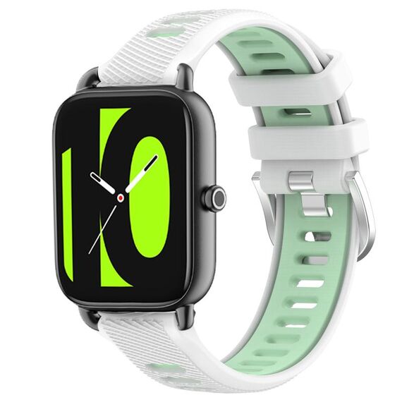 Per Xiaomi Haylou RT2 LS10 22mm Cinturino sportivo in silicone con fibbia in acciaio bicolore (bianco + verde acqua)