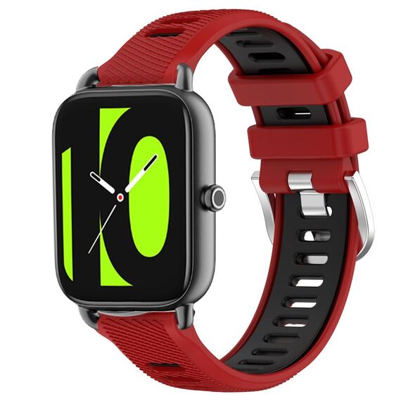 Per Xiaomi Haylou RT2 LS10 22mm Cinturino sportivo in silicone con fibbia in acciaio bicolore (rosso + nero)