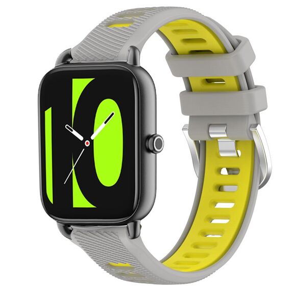Per Xiaomi Haylou RT2 LS10 22mm Cinturino sportivo in silicone con fibbia in acciaio bicolore (grigio + giallo)