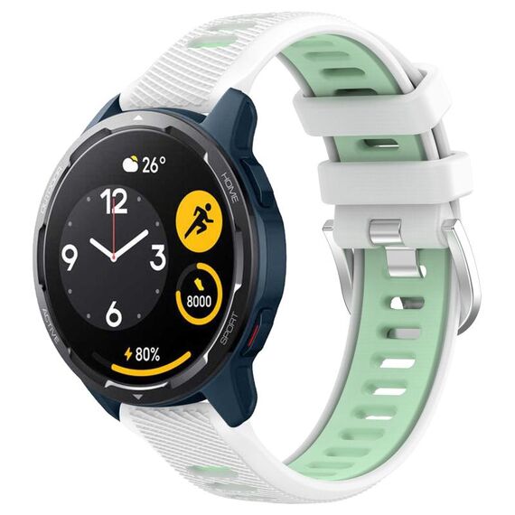 Per Xiaomi Haylou RS4 LS12 22mm Cinturino sportivo in silicone con fibbia in acciaio bicolore (bianco + verde acqua)
