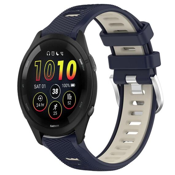 Per Garmin Forerunner 265 22mm Cinturino sportivo in silicone con fibbia in acciaio bicolore (blu notte + luce stellare)
