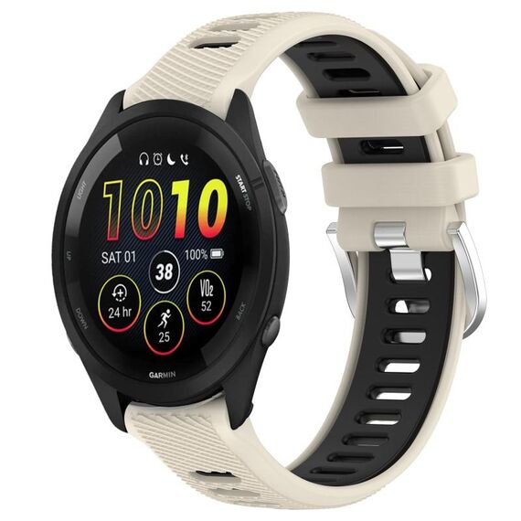 Per Garmin Forerunner 265 22mm Cinturino sportivo in silicone con fibbia in acciaio bicolore (Starlight + nero)