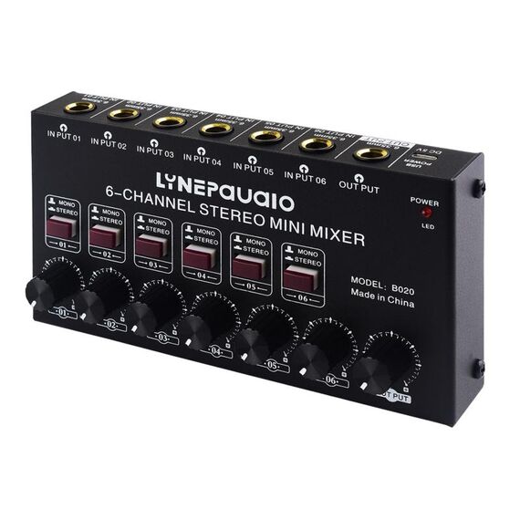B020 Mini mixer audio stereo a 6 canali Mixer per strumenti musicali Chitarra elettrica a fiato elettrica Mixer per batteria per pianoforte elettronico