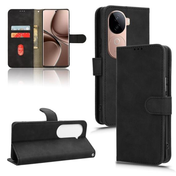 Per vivo V40e 5G India / iQOO Z9s 5G Custodia in pelle magnetica con chiusura magnetica (nera)