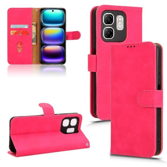 Per Infinix Hot 50i / Smart 9 Custodia in pelle magnetica con chiusura magnetica (rosso rosa)
