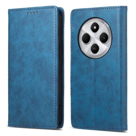 Per Redmi 14C 4G Business Custodia per telefono in pelle magnetica RFID a tinta unita (blu)