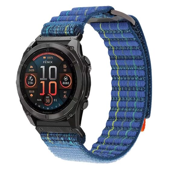 Per cinturino da orologio con chiusura a strappo in nylon stile sportivo Garmin da 22 mm a doppia sezione (blu)