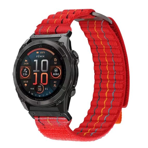 Per cinturino da orologio con chiusura a strappo in nylon stile sportivo Garmin da 22 mm a doppia sezione (rosso)