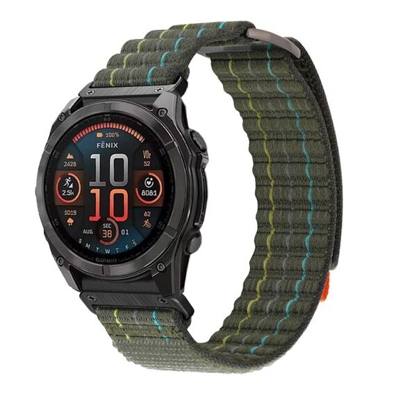 Per Garmin 26mm Dual Sections Sports Style Nylon Loop Hook and Loop Fastener Watch Band (verde)