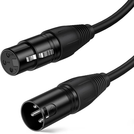Cavo per microfono XLR, 4,95 piedi XLR maschio a XLR femmina bilanciato a 3 pin, nero