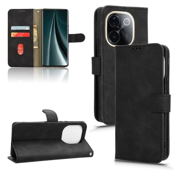 Per vivo T3 Pro 5G India Custodia in pelle magnetica con chiusura magnetica (nero)