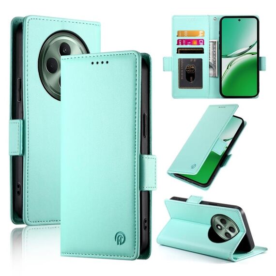 Per OPPO Reno12 F 4G / 5G / F27 India Custodia per telefono in pelle smerigliata magnetica con fibbia laterale (verde menta)