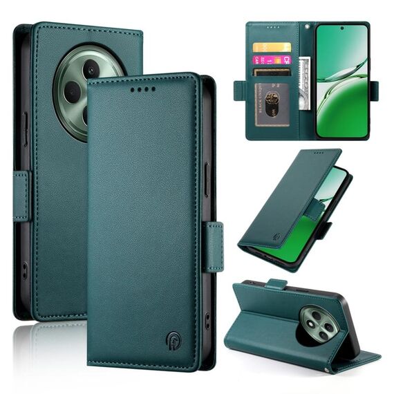 Per OPPO Reno12 F 4G / 5G / F27 India Custodia per telefono in pelle smerigliata magnetica con fibbia laterale (verde scuro)