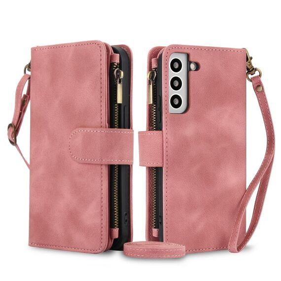 Per Samsung Galaxy S22+ 5G Dream 9-Card Zipper Wallet RFID Custodia in pelle per telefono con cordino (oro rosa)