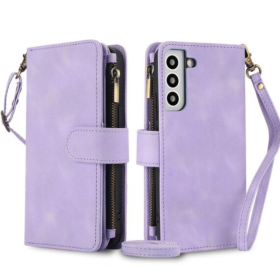 Per Samsung Galaxy S22+ 5G Dream 9-Card Zipper Wallet RFID Custodia in pelle per telefono con cordino (viola)