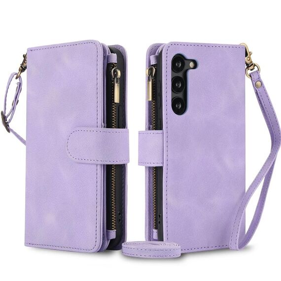 Per Samsung Galaxy S23 5G Dream 9-Card Zipper Wallet RFID Custodia in pelle per telefono con cordino (viola)