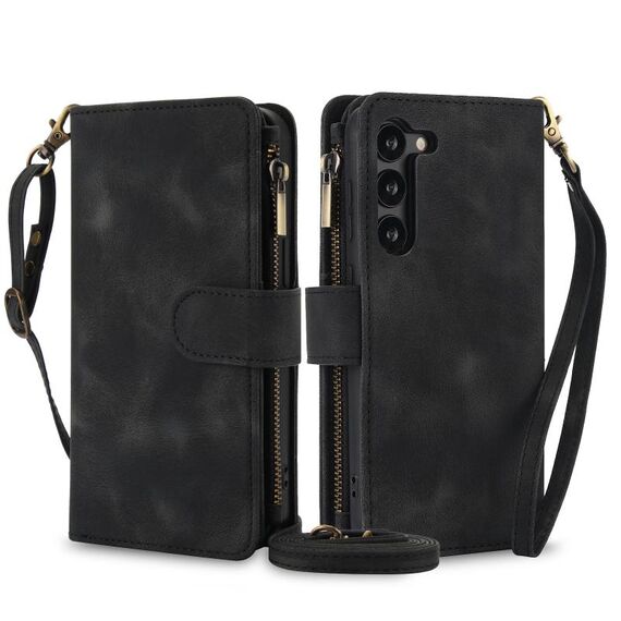 Per Samsung Galaxy S23 5G Dream 9-Card Zipper Wallet RFID Custodia in pelle per telefono con cordino (nero)