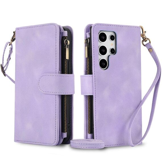Per Samsung Galaxy S24 Ultra Dream 9-Card Zipper Wallet RFID Custodia in pelle per telefono con cordino (viola)