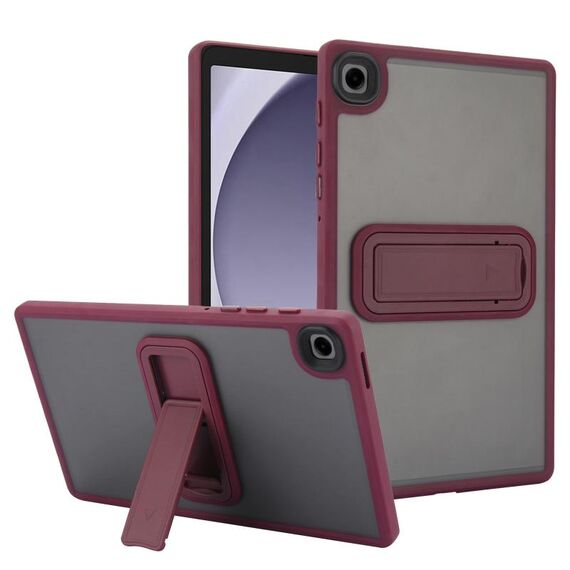 For Samsung Galaxy Tab A9 Skin Feel Holder PC Hybrid TPU Tablet Case(Wine Red)