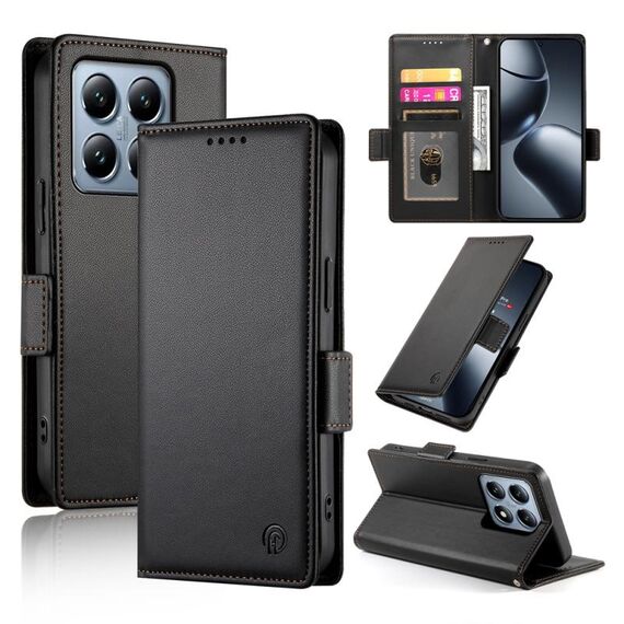 Per Xiaomi 14T Pro Custodia per telefono in pelle smerigliata magnetica con fibbia laterale (nera)