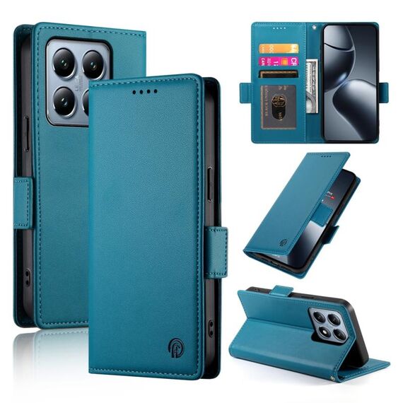 Per Xiaomi 14T Pro Custodia per telefono in pelle smerigliata magnetica con fibbia laterale (blu)