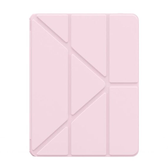 For iPad Pro 13 2024 Baseus Minimalist Series Y-shaped Tri-fold Leather Tablet Case(Pink)