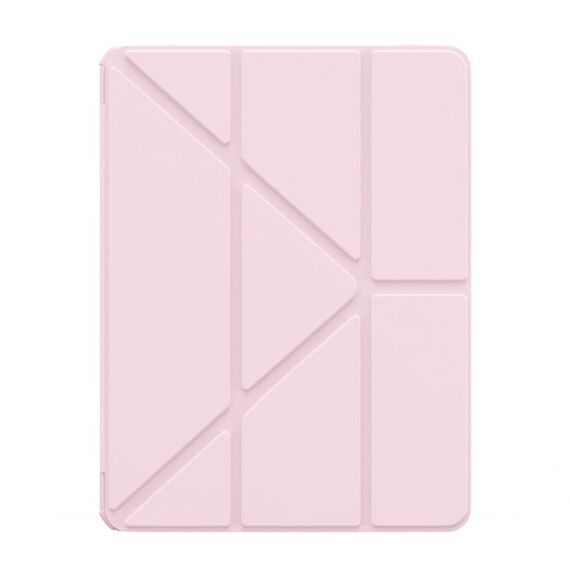 For iPad Air 13 2024 Baseus Minimalist Series Y-shaped Tri-fold Leather Tablet Case(Pink)