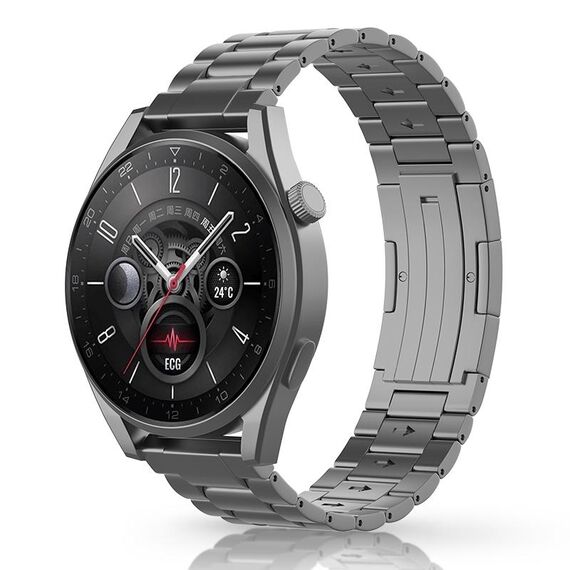 Per Huawei Watch GT 5 / GT 4 46mm Button Style Three Beads Cinturino per orologio in acciaio al titanio a sgancio rapido (grigio)