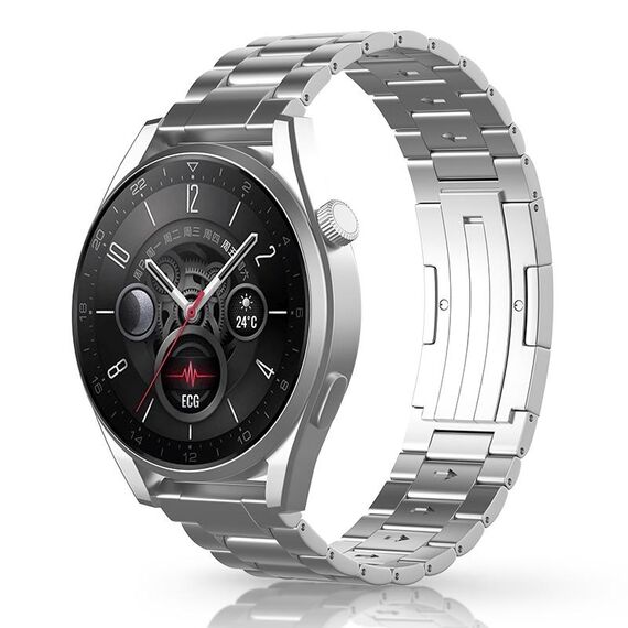 Per Huawei Watch GT 5 / GT 4 46mm Button Style Three Beads Cinturino per orologio in acciaio al titanio a sgancio rapido (argento)
