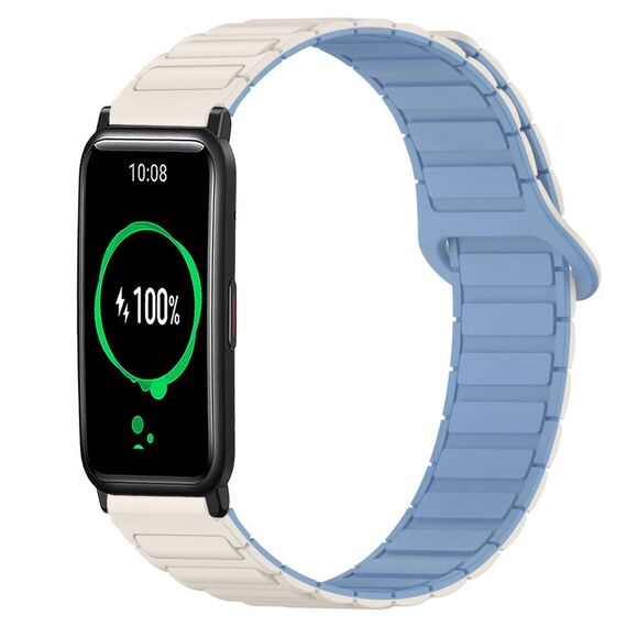 For Honor Watch ES Dual Color Magnetic Buckle 20mm Silicone Watch Band(White+Blue)