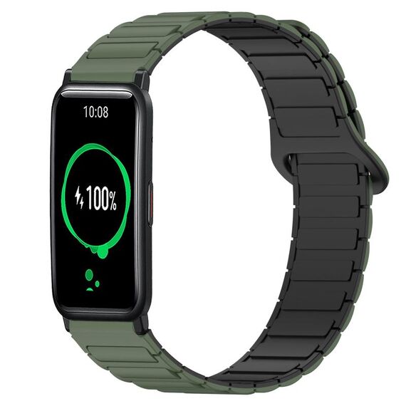 For Honor Watch ES Dual Color Magnetic Buckle 20mm Silicone Watch Band(Green+Black)