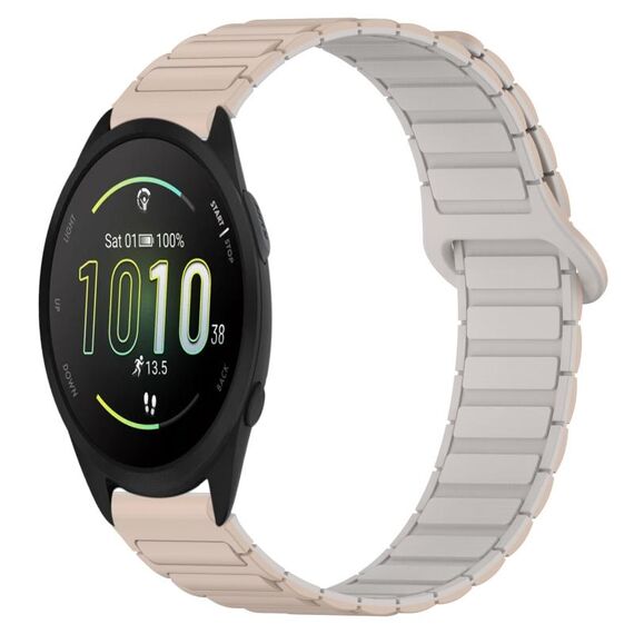 Per Garmin Forerunner 165 cinturino in silicone con fibbia magnetica bicolore da 20 mm (Milk Tea + Rocky White)