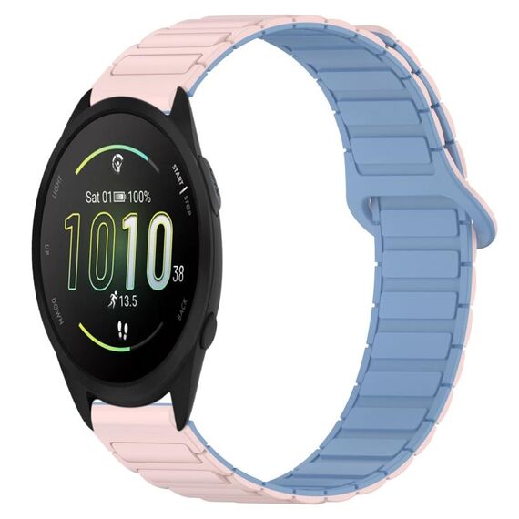 Per Garmin Forerunner 165 cinturino in silicone con fibbia magnetica bicolore da 20 mm (rosa + blu)