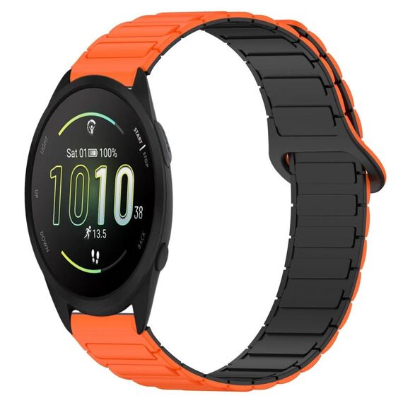 Per Garmin Forerunner 165 cinturino in silicone con fibbia magnetica bicolore da 20 mm (arancione+nero)