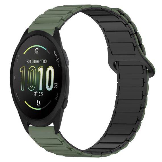 Per Garmin Forerunner 165 cinturino in silicone con fibbia magnetica bicolore da 20 mm (verde+nero)