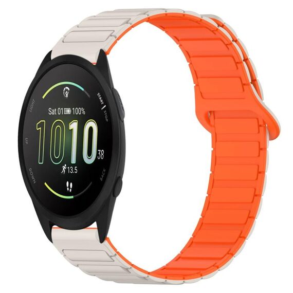 Per Garmin Forerunner 165 cinturino in silicone con fibbia magnetica bicolore da 20 mm (trasparente+arancione)