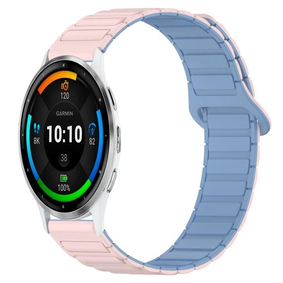Per Garmin Venu 3 cinturino in silicone con fibbia magnetica bicolore da 22 mm (rosa + blu)
